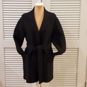 J.Crew Black Boiled Wool Coat, Sz M
